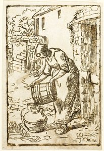 Woman Filling Water-Cans