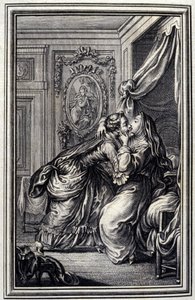 The Couturiere - in “Tales et nouvelles en vers” by Jean La Fontaine. 1776. Illustration by P.P. Choffard by Pierre Philippe Choffard