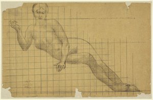 Reclining Female Nude, Study in Reverse for Figure in Hemicycle of the Sorbonne: Letters, Science, and Arts, Sorbonne, Paris by Pierre Puvis de Chavannes