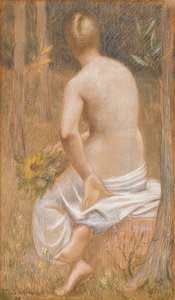 Seated Female Figure Seen from Behind by Pierre Puvis de Chavannes