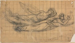 Two Flying Figures with a Lyre (Study for The Sacred Grove, Beloved of the Arts and the Muses)