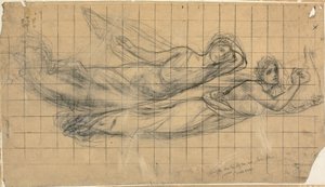 Two Flying Figures with a Lyre
