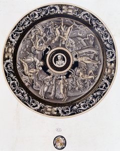 16th century porcelain plate representing Genesis by Pierre Reymond, Limoges