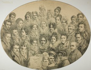 Portraits of 31 People in an Oval by Pierre Roch Vigneron