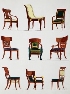 Armchairs and chairs, Consulate era, Illustration from Collection of furniture and objects of taste