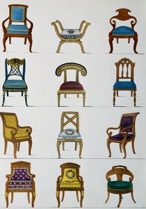 Armchairs, chairs and footstools, Illustration from Collection of furniture and objects of taste