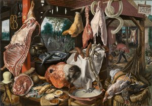 Still Life with Meat and the Holy Family by Pieter Aertsen