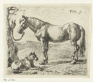 Horse and Dog in a Meadow (series title: Horses)