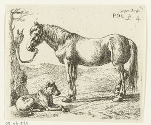 Horse and Dog in a Meadow by Pieter Bodding van Laer