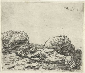 Two Dead Horses (series title: Horses) by Pieter Bodding van Laer