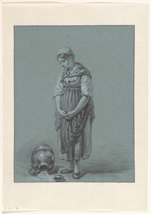 Girl Standing by an Overturned Milk Can by Pieter Christoffel Wonder