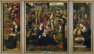 The Annunciation. The Adoration of the Magi. The Adoration of the Shepherds, Second Quarter of the 1 by Pieter Coecke van Aelst
