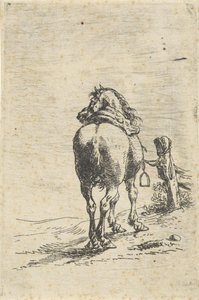 Saddled Horse at a Post