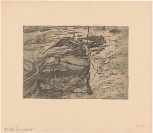 Moored Rowboats in a Ditch by Pieter Dupont
