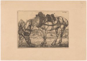 Man Feeding a Horse from a Bucket (series title: L