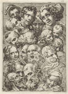 Study Sheet with Nineteen Heads by Pieter Feddes van Harlingen