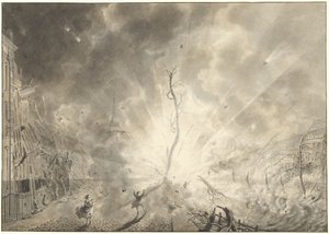 The Gunpowder Disaster in Leiden, January 12, 1807 by Pieter Gerardus van Os (signed by artist)