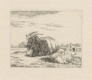 Lying Goat and Kid by Pieter Gerardus van Os