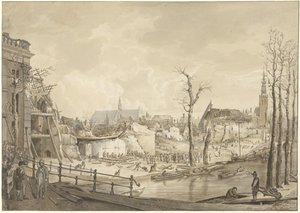 Ruins on the North Side of the Steenschuur after the Gunpowder Explosion in Leiden, January 12, 1807