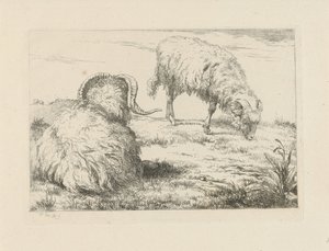 Two Rams in the Meadow (Sheep and Goats series) by Pieter Gerardus van Os