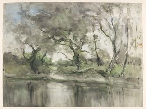 Trees by the Waterside by Pieter H.J.J. Ras (signed by artist)