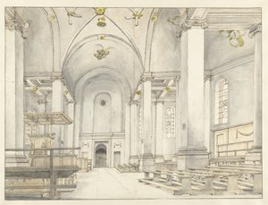 View of the Nave of the Nieuwe Kerk, Haarlem, Looking West by Pieter Jansz Saenredam
