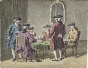 Men Playing Cards in an Interior