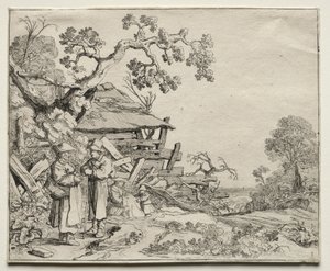 Landscape with Two Peasants Conversing by Pieter Molyn