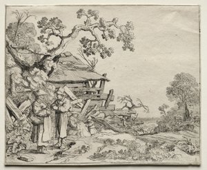 Landscape with Two Peasants Conversing by Pieter Molyn