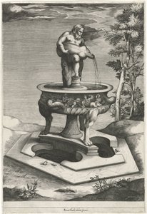 Fountain with Silenus in the Gardens of Palazzo Cesi in the Vatican by Pieter Perret