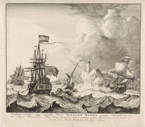 Ships in a Storm by Pieter Schenk (I)