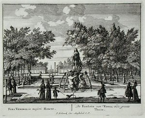 The Fountain of Venus in a grand garden, from 