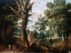Wooded Landscape with Figures by Pieter Stalpaert