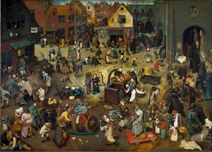 The fight of Carnival (Shrove Tuesday) and Careme by Pieter The Elder Brueghel