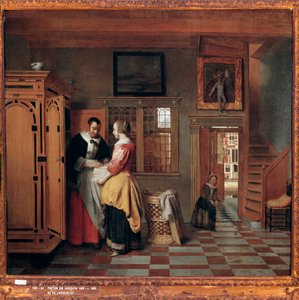 Interior With Women Beside A Linen Chest