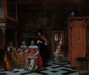 Portrait of a Family Playing Music by Pieter de Hooch