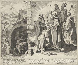Catherine Praying / Vision of Catherine / Catherine Becomes a Dominican by Pieter de Jode (I)