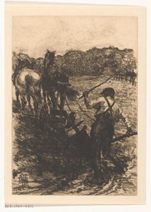 Farmer with Two Plowing Horses by Pieter de Josselin