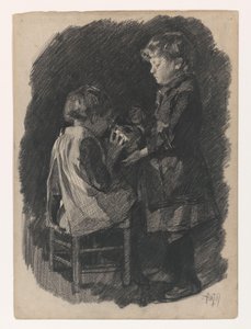 A Little Girl Lets a Sister Drink Milk from a Jug by Pieter de Josselin