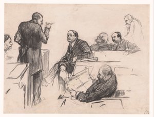 Members of Parliament Mr. H.C. Verniers van der Loeff, Mr. A.J.W. Farncombe Sanders, Mr. G.M. van der Linden, J. Willink and Jhr. Mr. Ruys van Beerenbroek by Pieter de Josselin