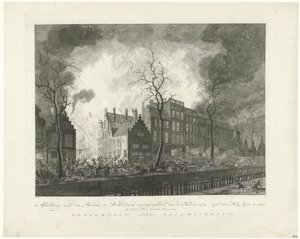 Fire in the Pottebakkerssteeg in Rotterdam, 1779 by Pieter de Mare