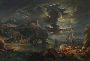 A Mediterranean Moonlit Coastal Landscape, c.1700-01