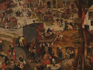 A Village Festival, With a Theatrical Performance and a Procession in Honour of St Hubert and St Anthony by Pieter Brueghel the Younger