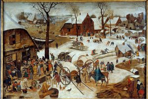 The payment of the dime or the denombrement at Bethlehem. Painting by Pieter Brueghel the Younger (1564-1638) by Pieter the Younger Brueghel