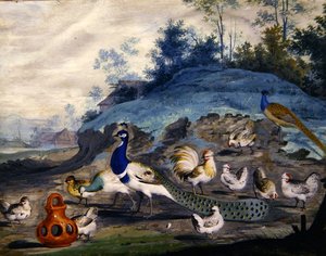 Exotic birds in a picturesque landscape by Pieter the Younger Holsteyn