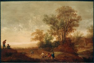 River Landscape with Hunting Party by Pieter van Asch