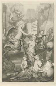 Fame, Eternity and Writing (Title Page for Louis Moréri, Le grand dictionaire historique, 1731) by Pieter van Gunst
