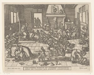 Monkey School (series title) by Pieter van der Borcht (I)