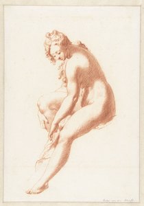Seated Female Nude, Drying a Foot