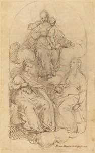 The Virgin and Child Adored by Saint Catherine and Another Female Saint by Pietro Damini